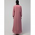 Front open Contrast embroidery abaya- Mauve Pink